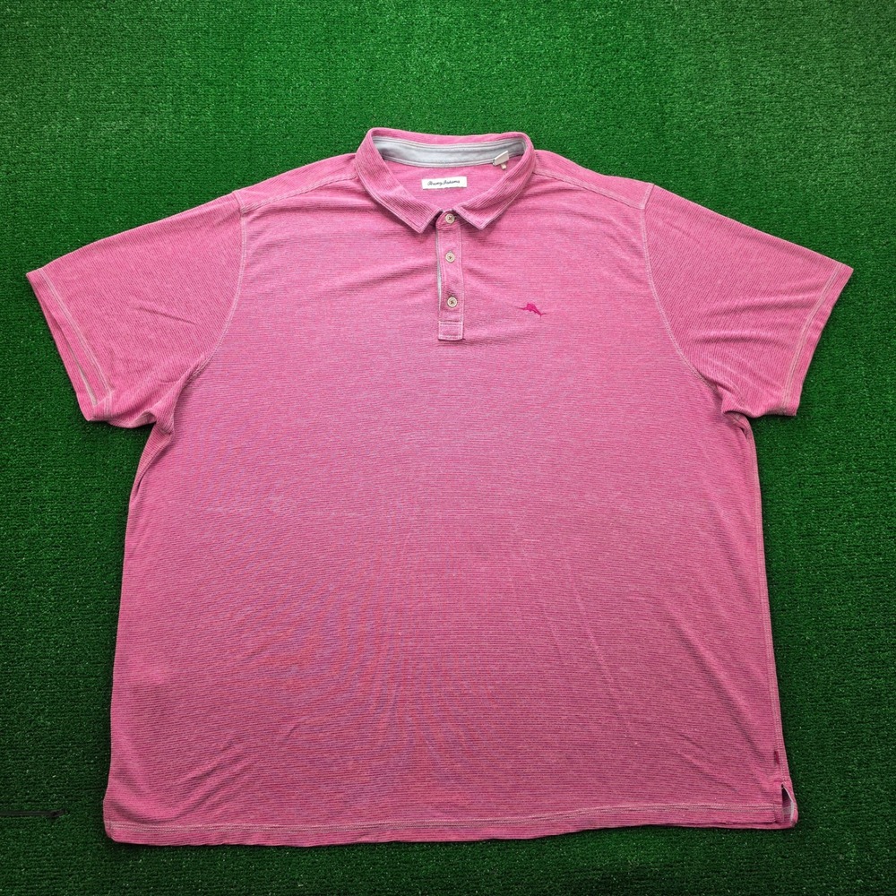 Tommy Bahama Slub Knit Performance Polo Shirt Mens 3XLB Magenta Preppy Beach